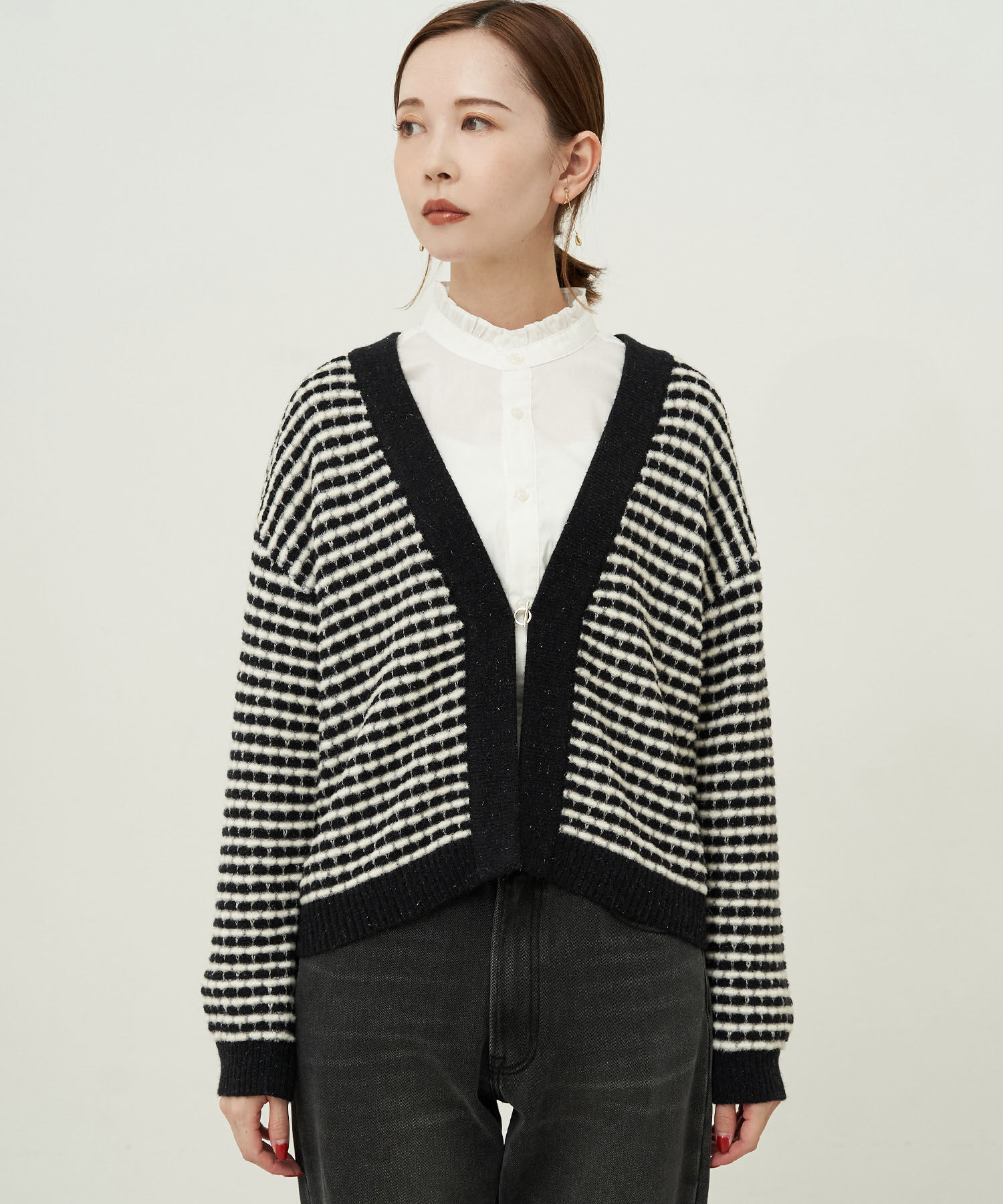 Rope&rsquo;Picnic「メタルパーツ使いニットツイードカーディガン」|カーディガン|