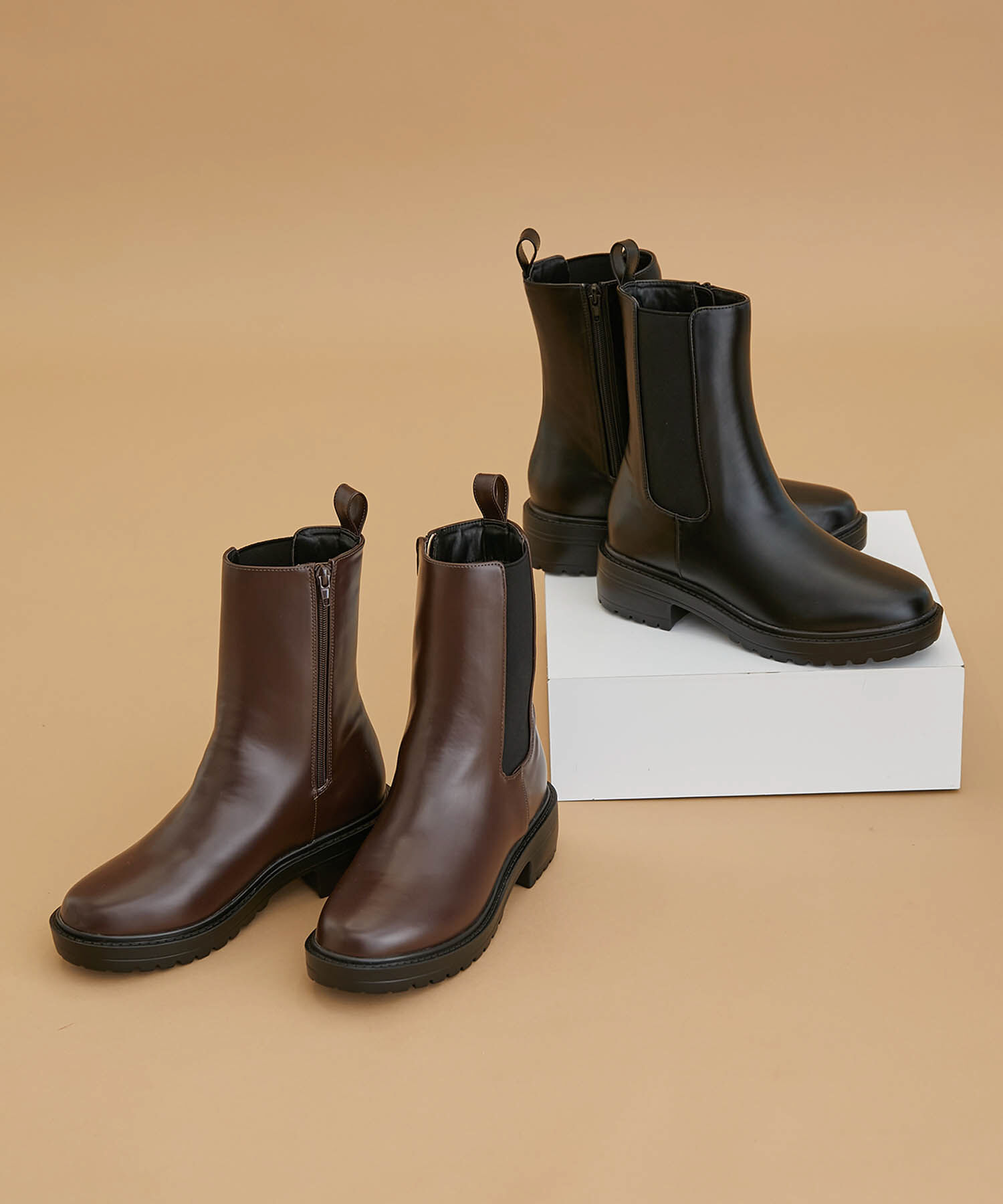 ROPE PICNIC PASSAGE「【WEB限定カラー:ブラウン】晴雨兼用/軽量サイドゴアプラットフォームブーツ」|その他|