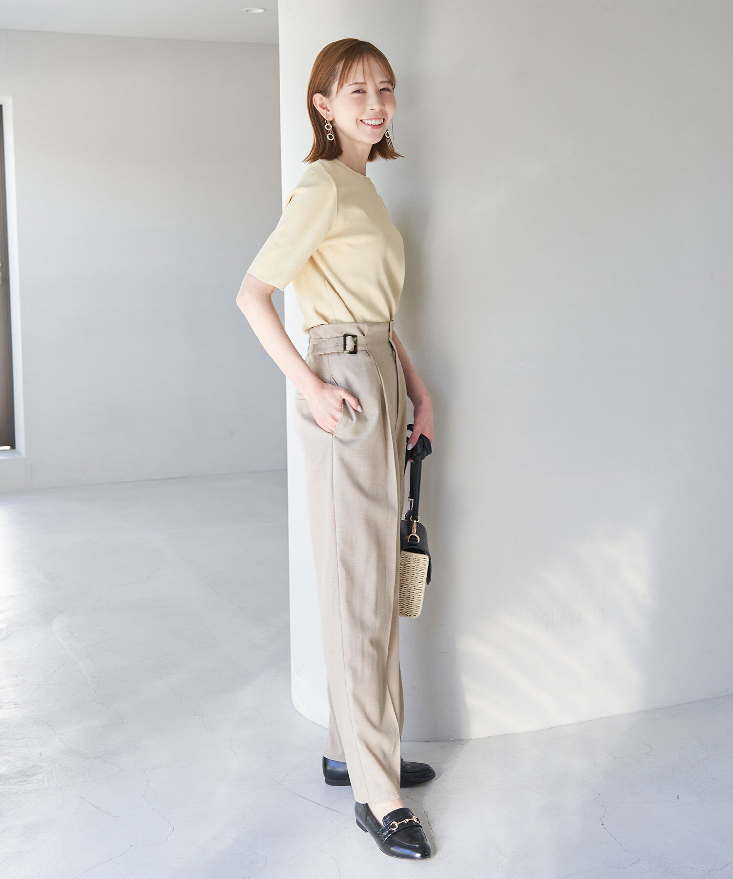 Rope&rsquo;Picnic「セットアップ対応/麻調シアーハイウエストパンツ」|その他|