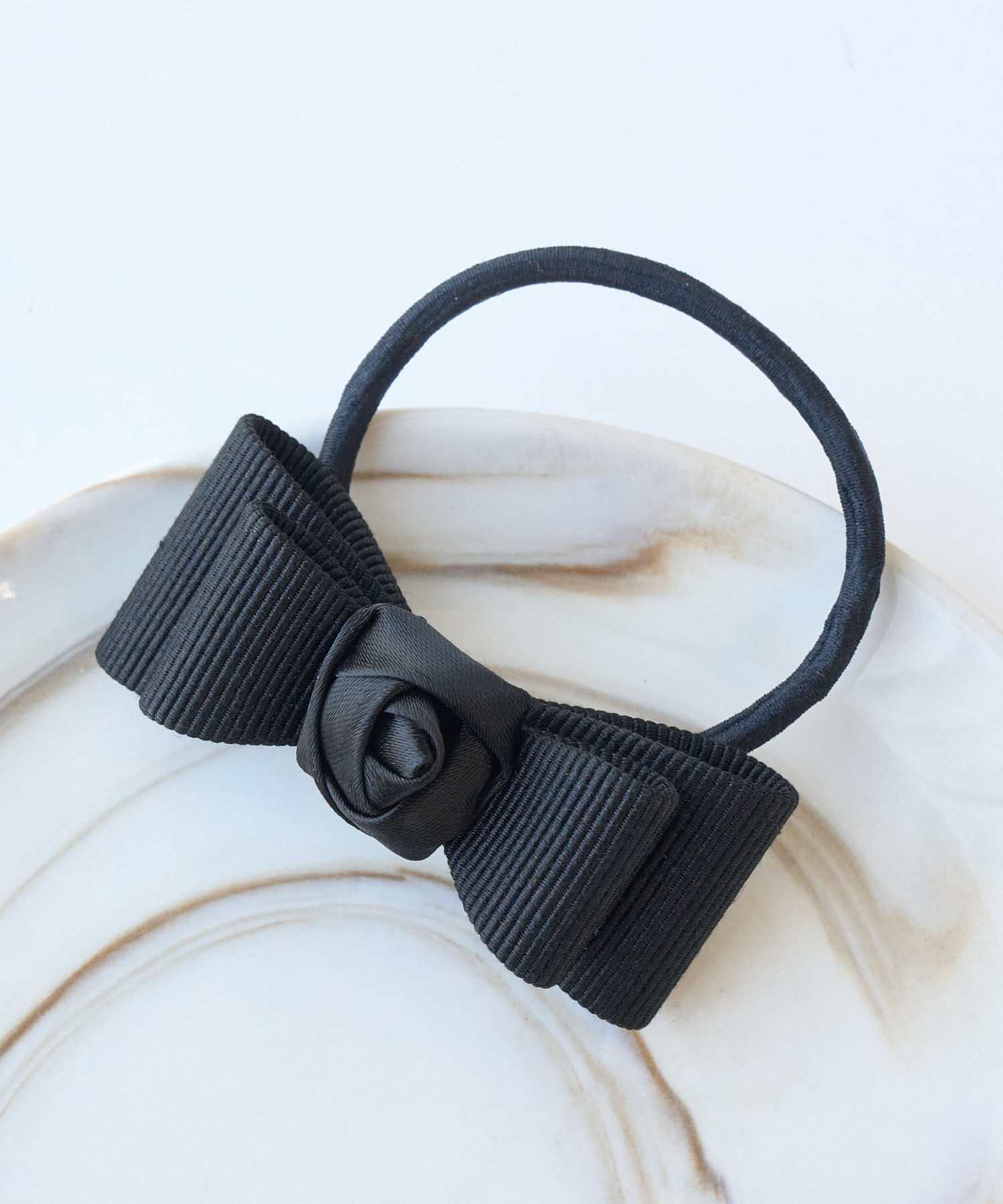 ROPE PICNIC PASSAGE「ローズリボンヘアポニー」|ヘアゴム・シュシュ|ブラック(01)