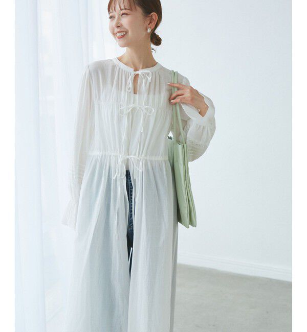 Rope&rsquo;Picnic「【接触冷感・通気性】お着軽シャツシリーズ/綿ボイルガウンワンピース」|ワンピース|