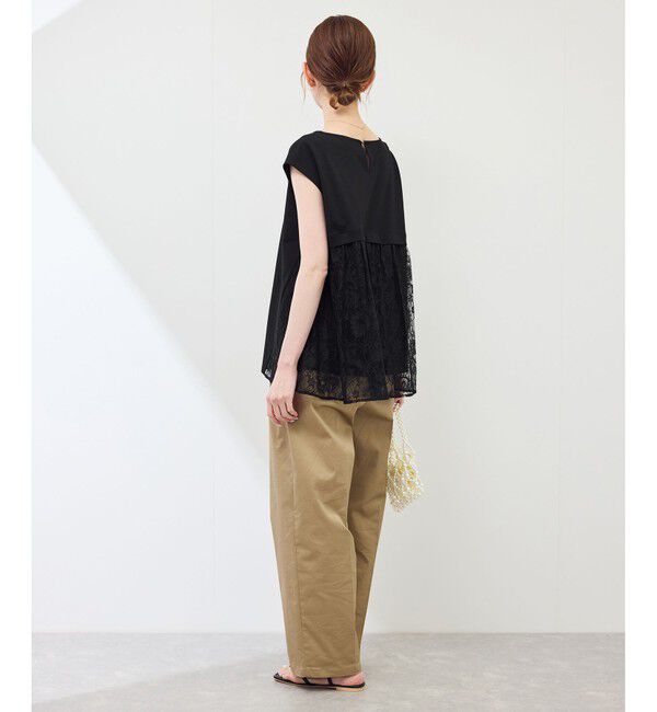 Rope&rsquo;Picnic「【UVカット・接触冷感】レースドッキングカットトップス」|Tシャツ・カットソー|