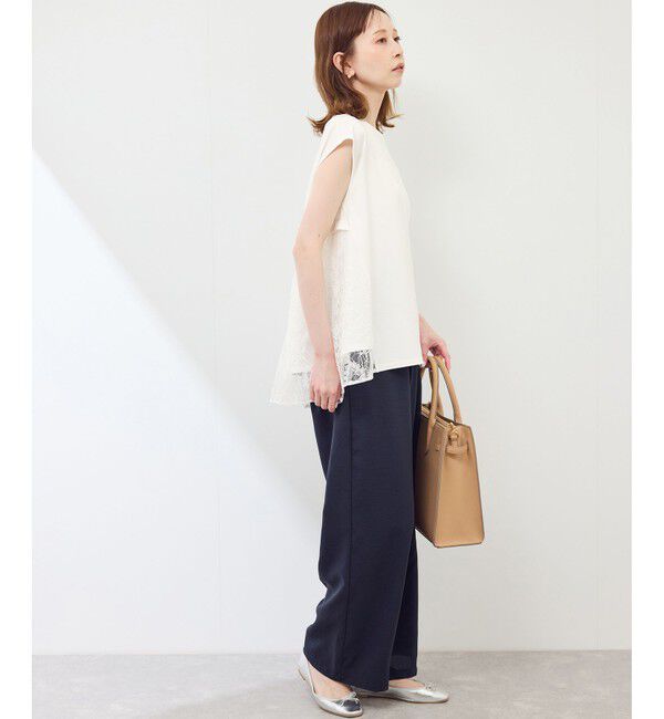 Rope&rsquo;Picnic「【UVカット・接触冷感】レースドッキングカットトップス」|Tシャツ・カットソー|