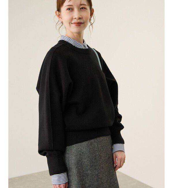 Rope&rsquo;Picnic「スウェットライクニットプルオーバー」|ニット・セーター|ブラック(01)