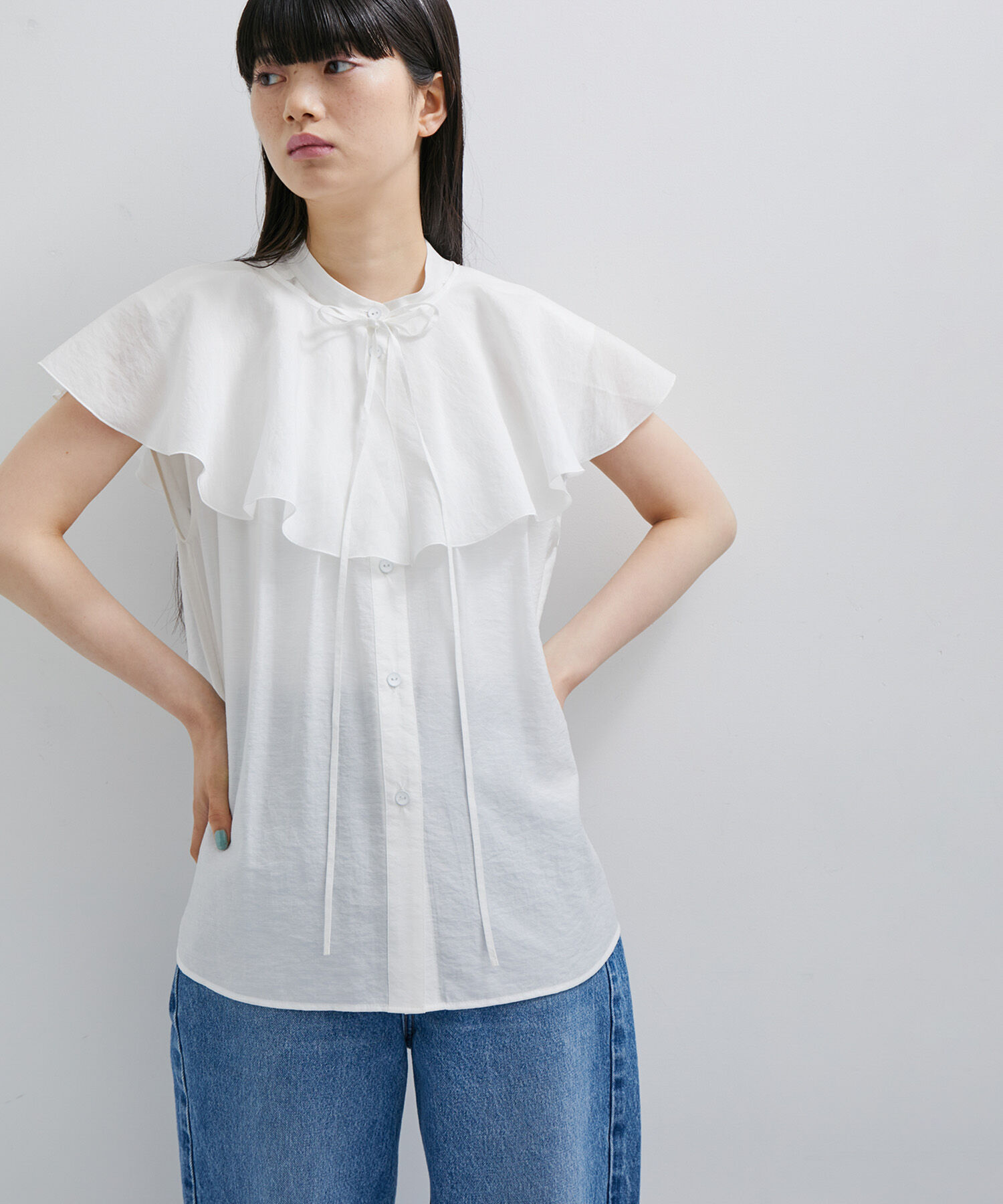 ADAM ET ROPE'「〈SETアイテム〉マルチフリルシアーブラウス」|シャツ・ブラウス|ホワイト(10)