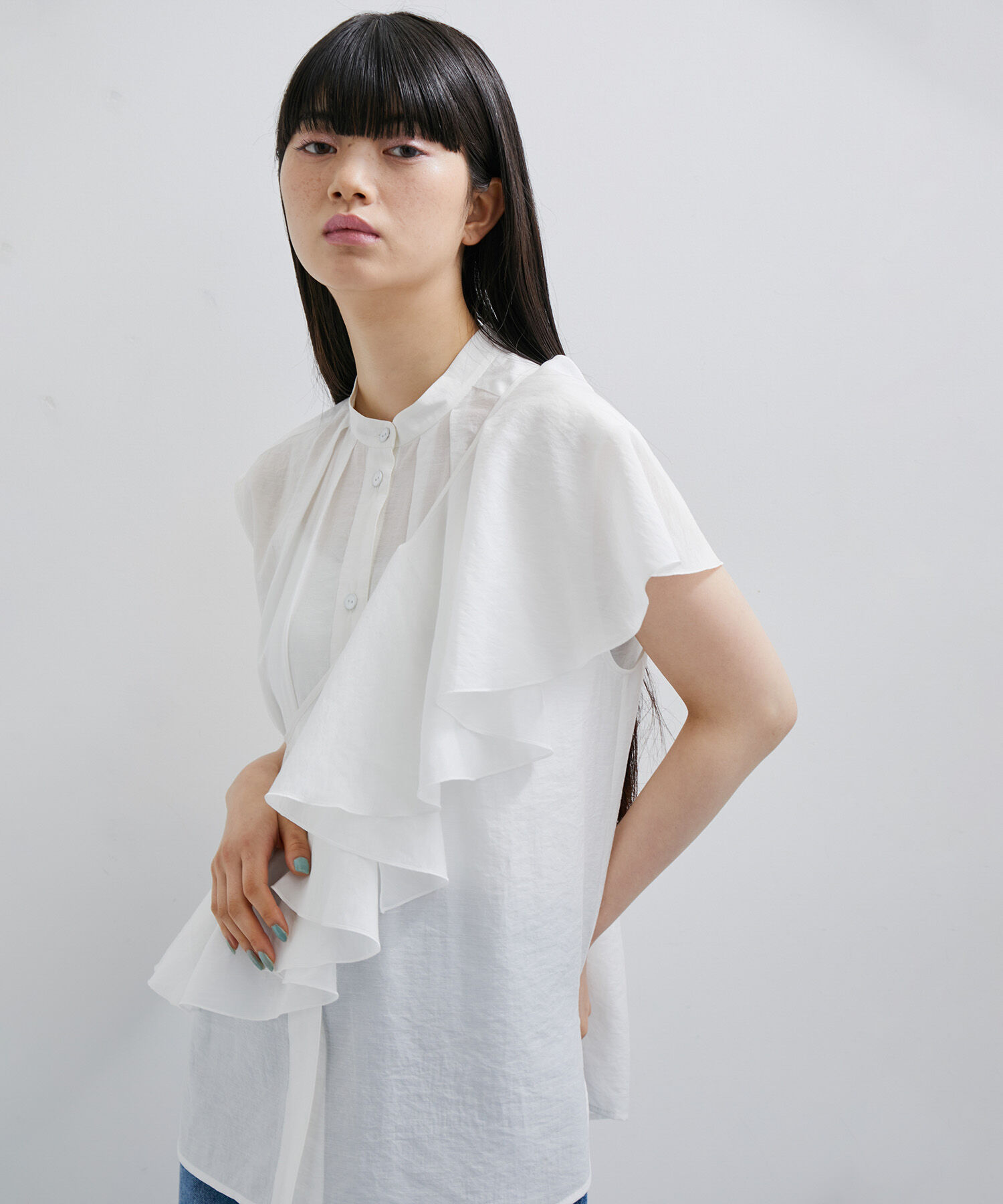 ADAM ET ROPE'「〈SETアイテム〉マルチフリルシアーブラウス」|シャツ・ブラウス|