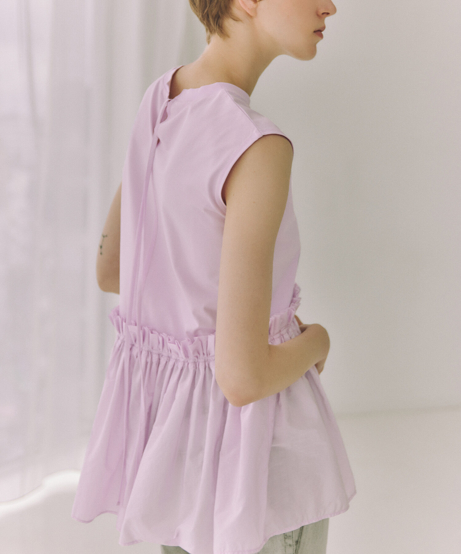 ADAM ET ROPE'「【サステナブル・洗える】ティアードノースリーブTEE」|Tシャツ・カットソー|ピンク(63)