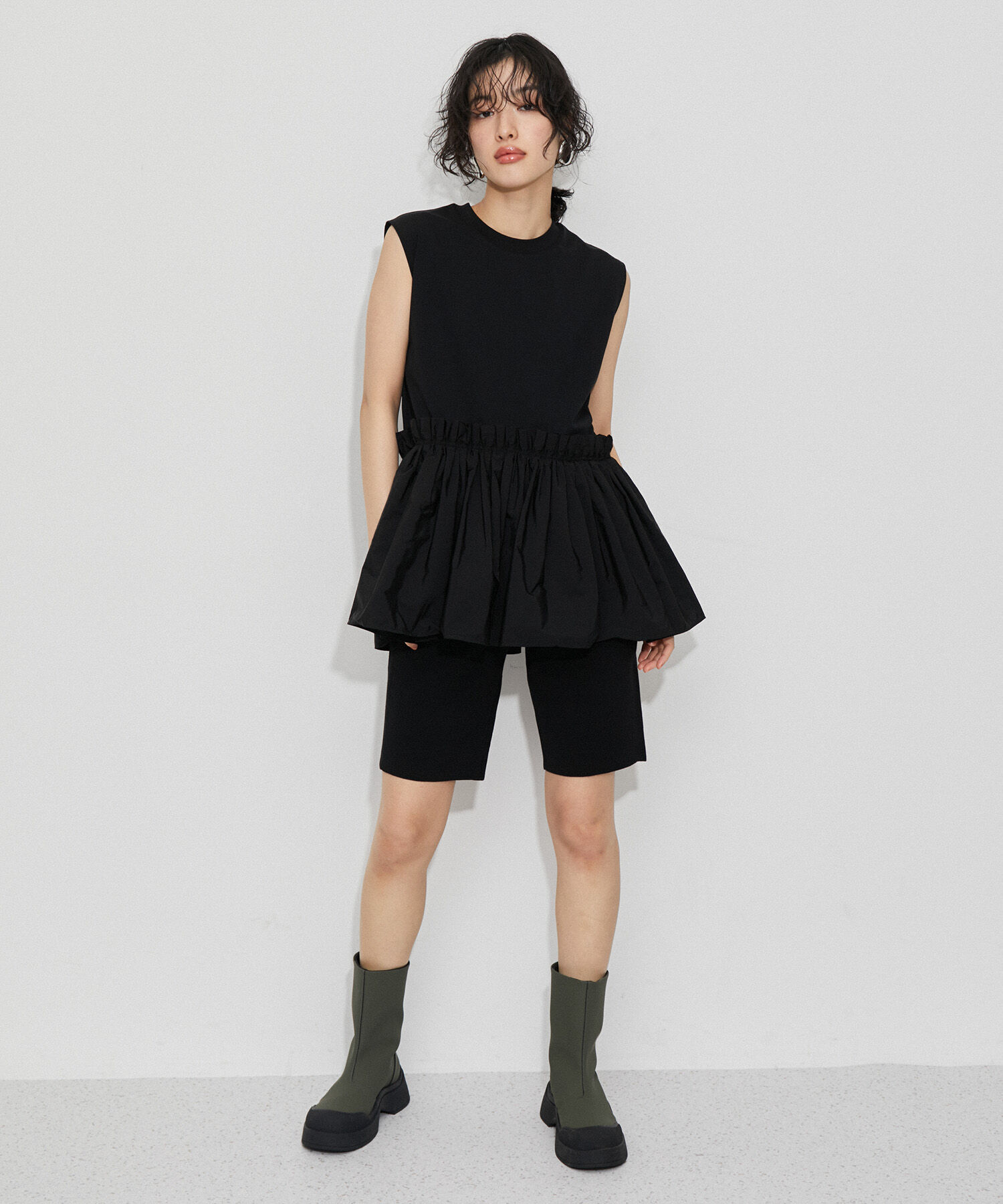 ADAM ET ROPE'「【サステナブル・洗える】ティアードノースリーブTEE」|Tシャツ・カットソー|