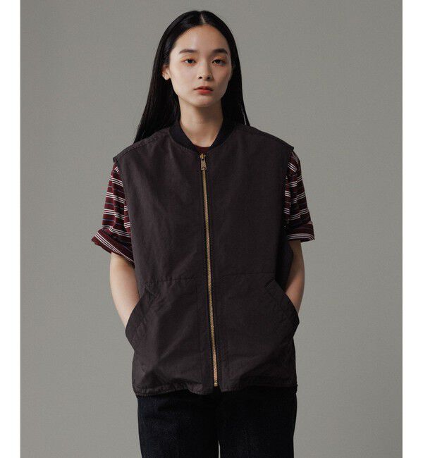 ADAM ET ROPE'「【小松マテーレ】ジップ ベスト / コンパクトサテン 」|ベスト・ジレ|