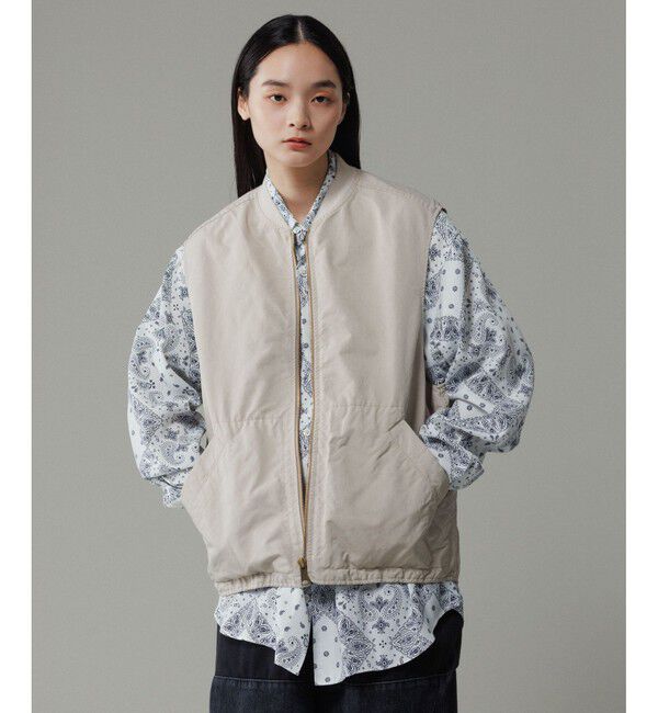 ADAM ET ROPE'「【小松マテーレ】ジップ ベスト / コンパクトサテン 」|ベスト・ジレ|