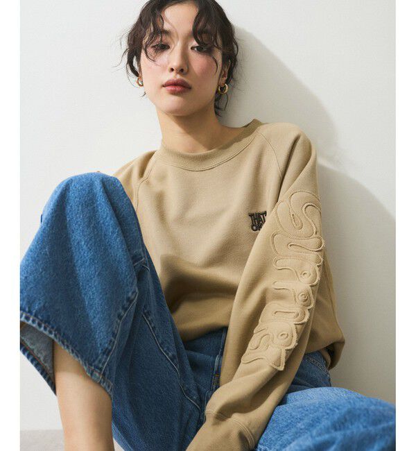 ADAM ET ROPE'「【WEB限定】・【サステナブル】ロゴパッチスリーブスウェット」|スウェット・ジャージ|