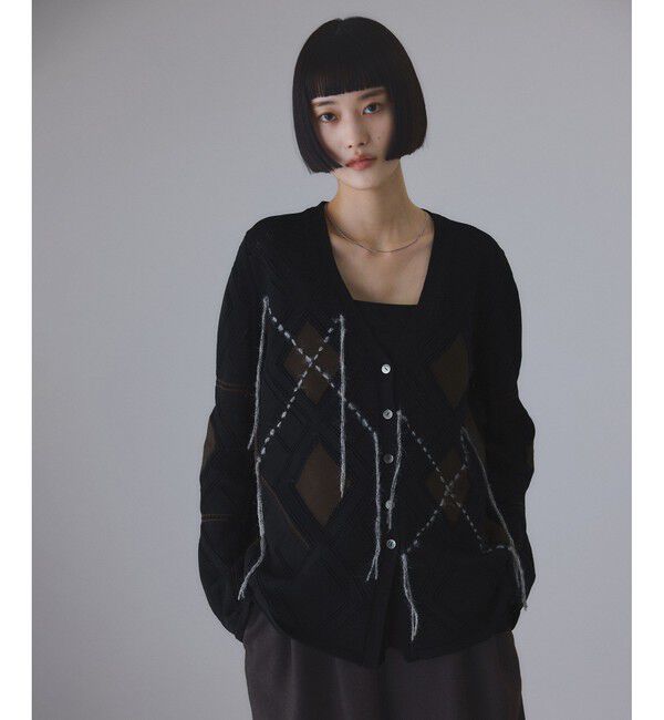 ADAM ET ROPE'「パターンニットカーディガン」|カーディガン|ブラック系(02)