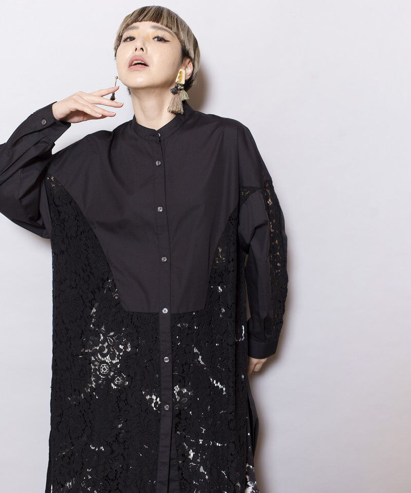  「レース切替ブラウス」|ワンピース|