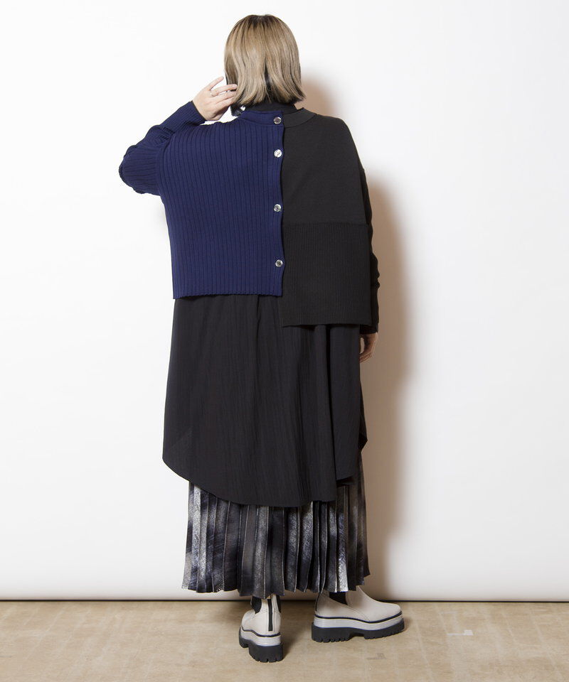  「2WAYバイカラーニットカーディガン」|ニット・セーター|