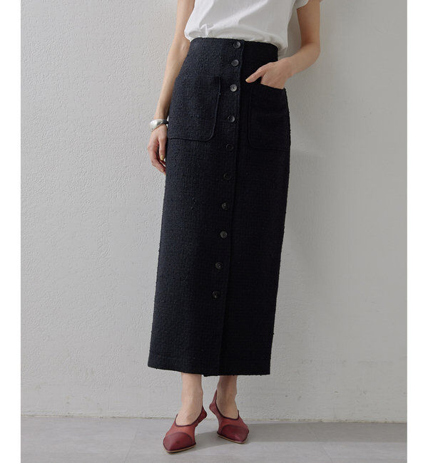  「フロントボタンスカート」|スカート|ブラック
