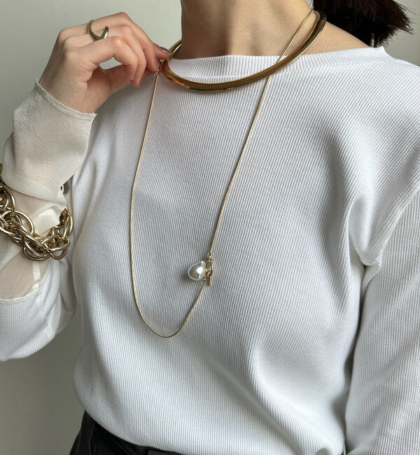  「パールパーツスラッシュネックレス」|ネックレス|