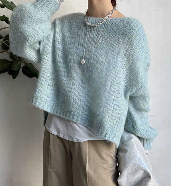  「【新色追加】モヘヤメッシュプルオーバー」|ニット・セーター|ブルー