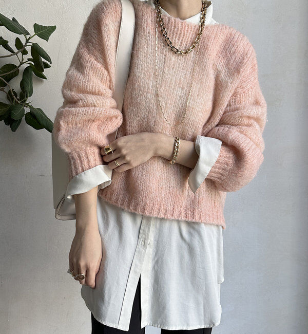  「【新色追加】モヘヤメッシュプルオーバー」|ニット・セーター|ピンク