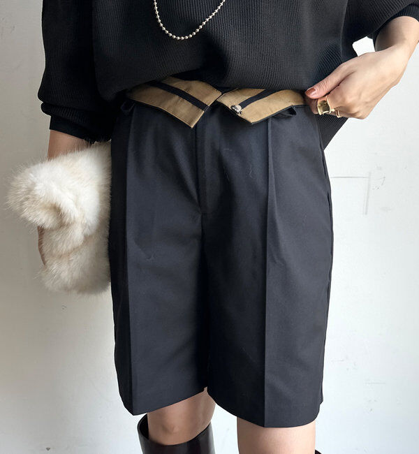  「折り返しカラーベルトショートパンツ」|チノ|