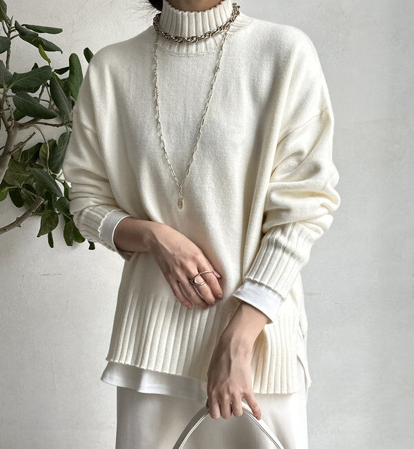  「【WEB限定】モッチリミドルゲージハイネックニット」|ニット・セーター|