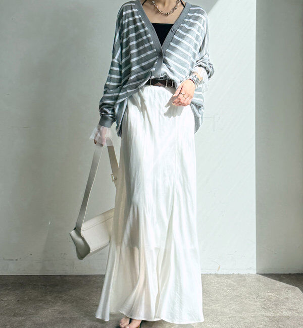  「【WEB限定】ボーダーチュールカフカーディガン」|カーディガン|