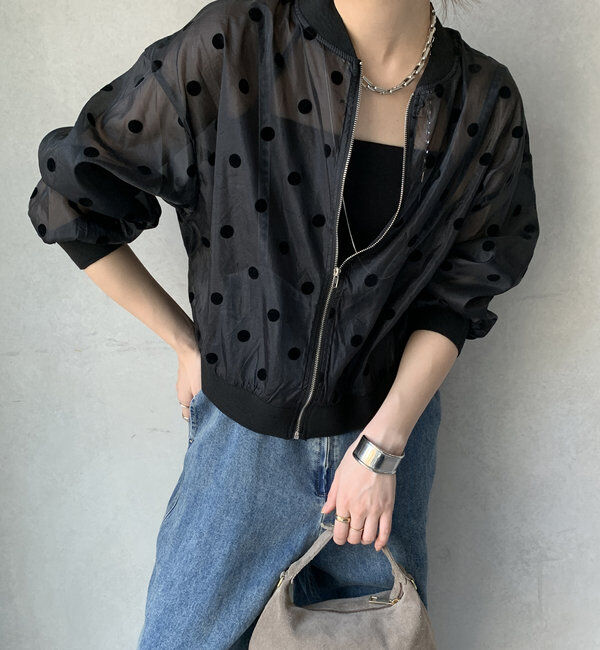  「【WEB限定】フロッキードットシアーブルゾン」|ブルゾン・スタジャン|ブラック