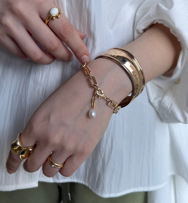  「スクエアチェーン淡水パールブレスレット」|その他|