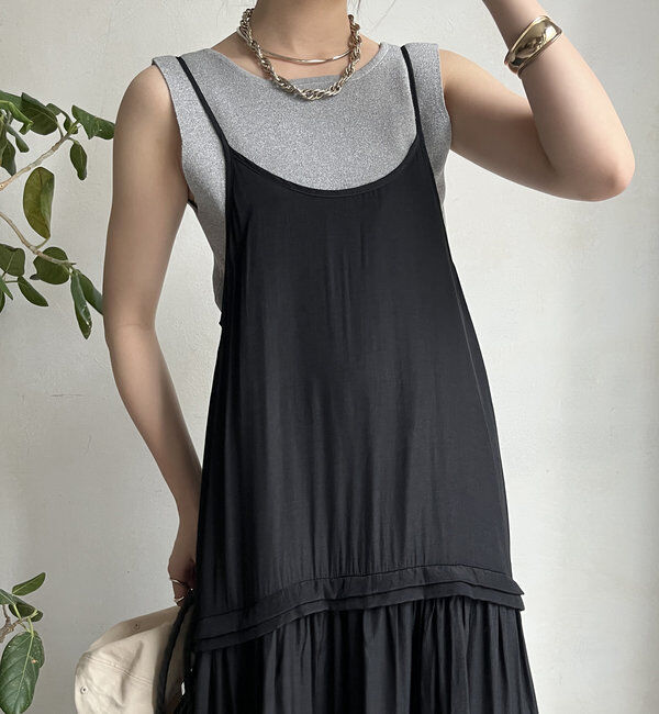  「【WEB限定】タックティアードキャミワンピース」|ワンピース|ブラック