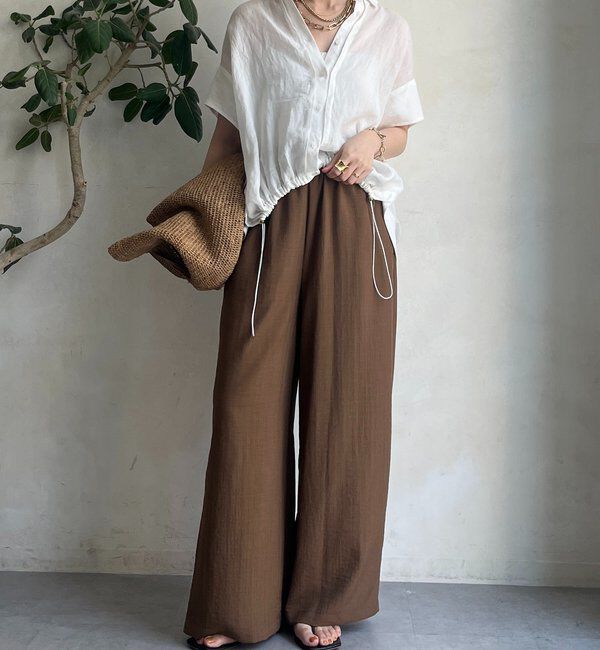  「【WEB限定】タンブラーブッチャーストライプワイドパンツ」|チノ|