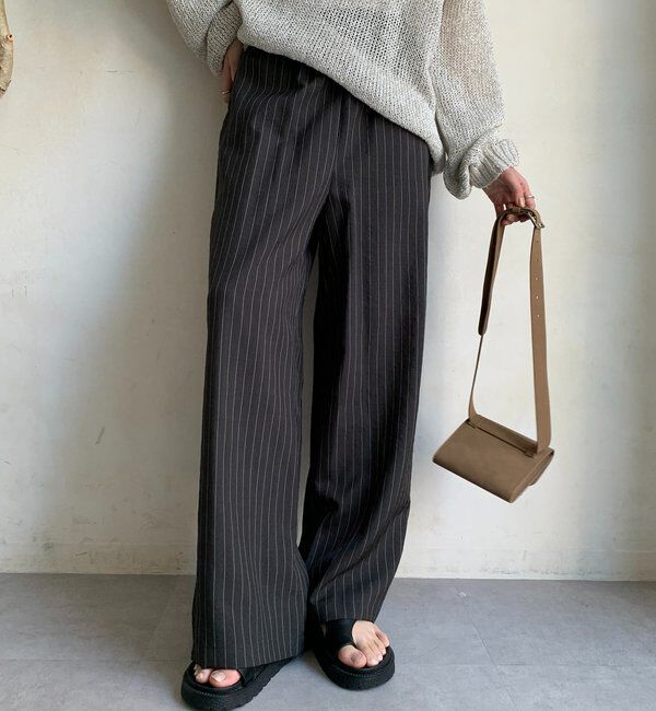  「【WEB限定】タンブラーブッチャーストライプワイドパンツ」|チノ|
