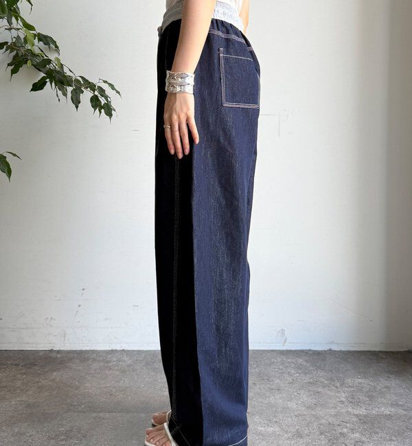  「【WEB限定】ウエスト切替ワイドデニムパンツ」|デニム|