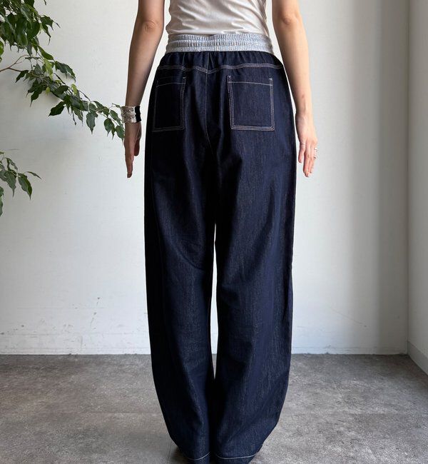  「【WEB限定】ウエスト切替ワイドデニムパンツ」|デニム|