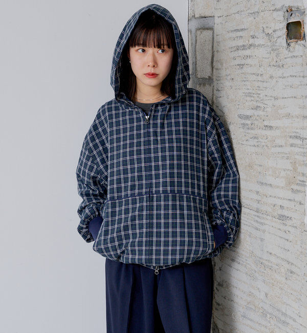  「【WHIMSIC】チェックジップフーディシャツ」|ブルゾン・スタジャン|