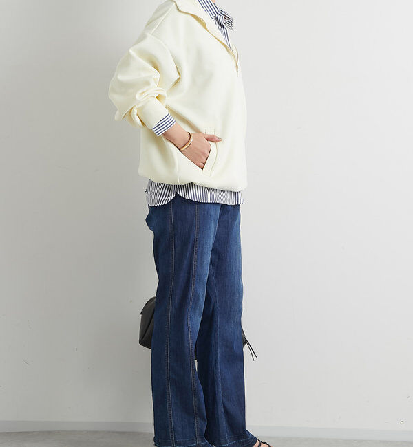  「《履くだけスタイリッシュ・ウエストゴム》ストレートフレアデニム」|その他|