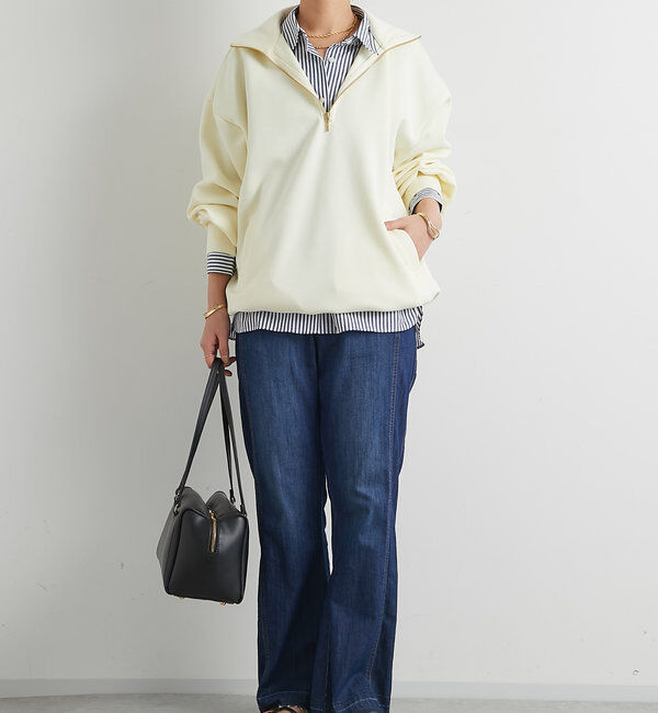  「《履くだけスタイリッシュ・ウエストゴム》ストレートフレアデニム」|その他|