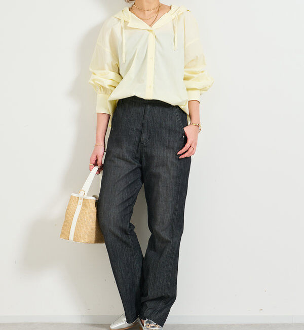  「《履くだけスタイリッシュ・ウエストゴム》ストレートフレアデニム」|その他|