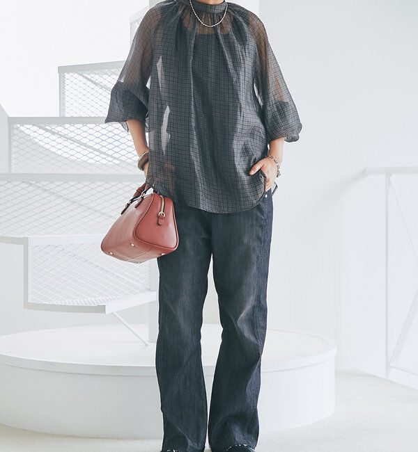  「《履くだけスタイリッシュ・ウエストゴム》ストレートフレアデニム」|その他|