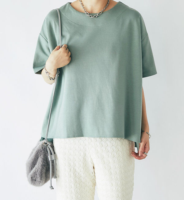  「《着回し・体型カバー◎》半袖ポンチョカットソー」|Tシャツ・カットソー|グリーン