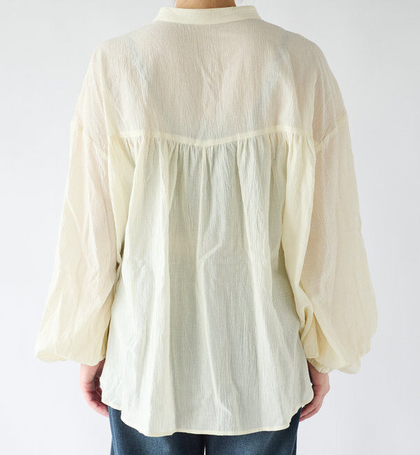  「《オンオフ兼用》コットンガーゼギャザーブラウス」|シャツ・ブラウス|
