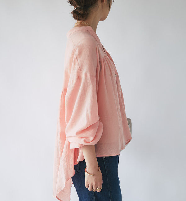  「《オンオフ兼用》コットンガーゼギャザーブラウス」|シャツ・ブラウス|