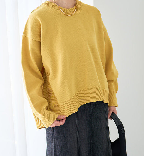  「《リラクシー・体型カバー◎》スポンジヤーンルーズニット」|ニット・セーター|イエロー