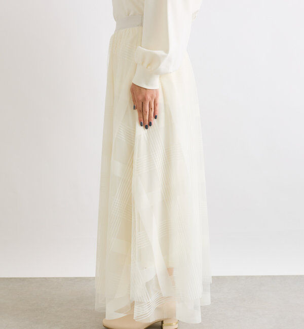  「チュールチェック柄フレアスカート」|スカート|