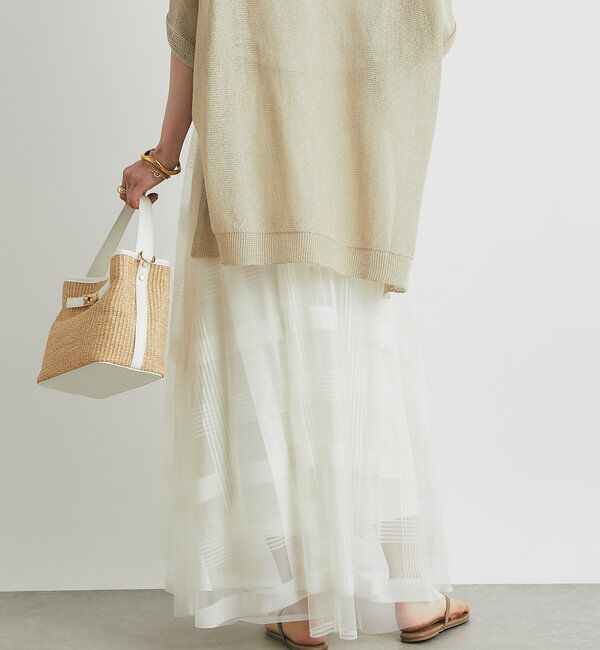  「チュールチェック柄フレアスカート」|スカート|