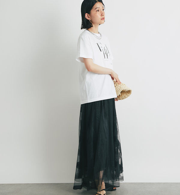  「チュールチェック柄フレアスカート」|スカート|