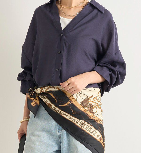  「抜け襟スキッパーシャツ」|シャツ・ブラウス|ネイビー