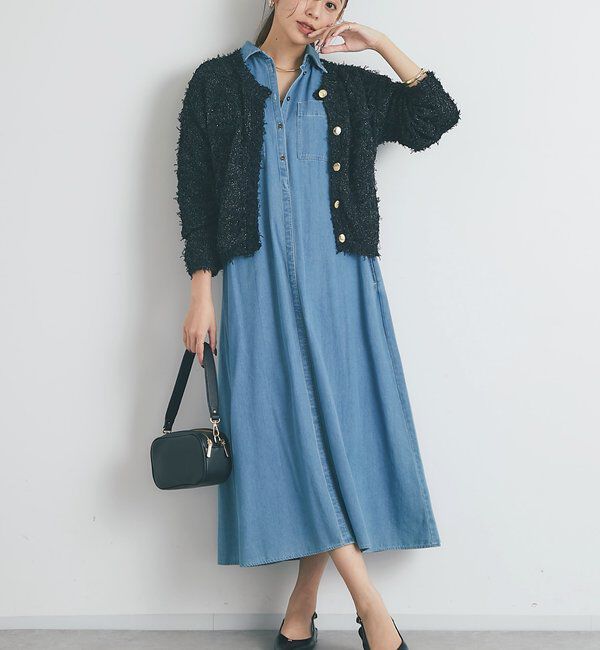  「《着るだけで大人カジュアル》デニムシャツワンピース」|その他|ブルー