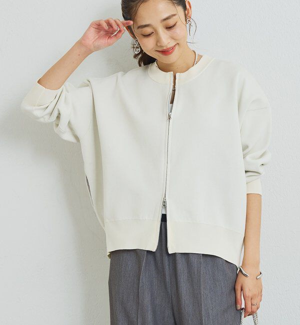  「《オンオフ着回せる》スウェットライクニットカーディガン」|ニット・セーター|アイボリー