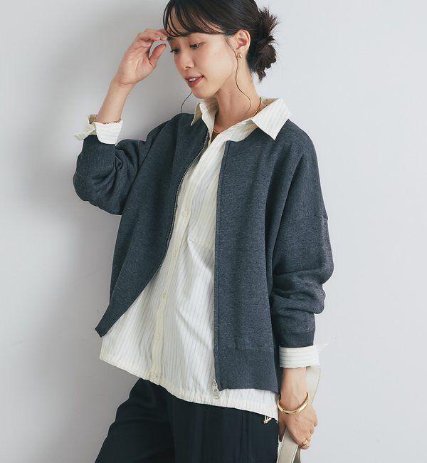  「《オンオフ着回せる》スウェットライクニットカーディガン」|ニット・セーター|