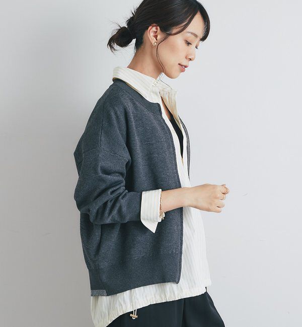  「《オンオフ着回せる》スウェットライクニットカーディガン」|ニット・セーター|