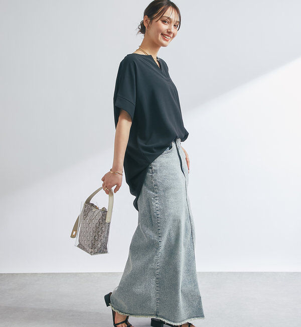  「Vネックライトジョーゼット半袖T」|Tシャツ・カットソー|